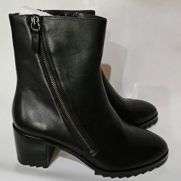 Vaneli Holand Black Leather Booties Zipper Boots Vaneli Waterproof Womens 10.5 M - Picture 2 of 10